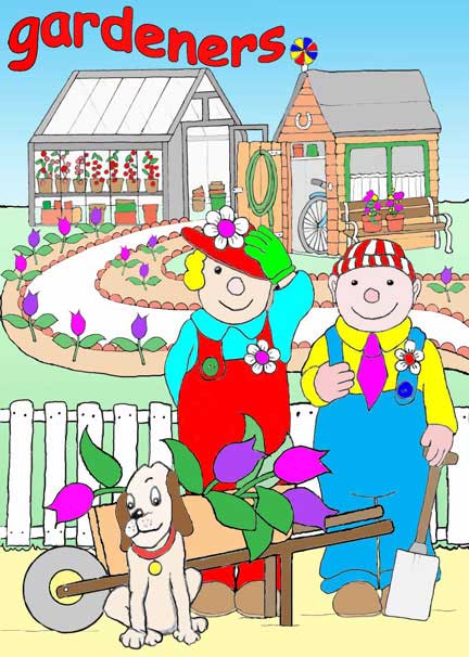 Gardeners Gertrude and Gary in their Garden Gardeners Gertrude and Gary in their Garden