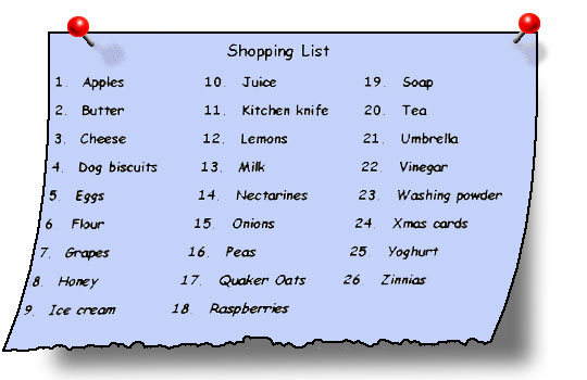 Shopping List Shopping List