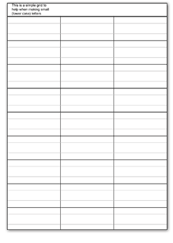 Click to download this page Grid for small case letters