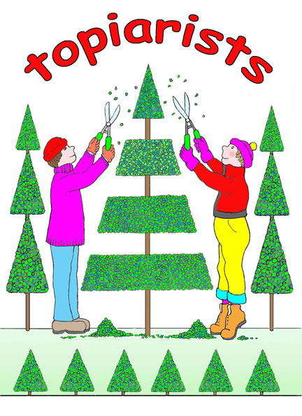 Topiarists trimming trees Topiarists trimming trees