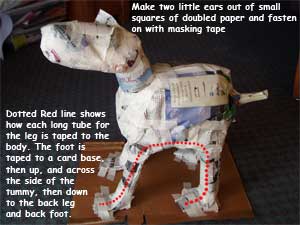 How to make a newspaper dog step 3